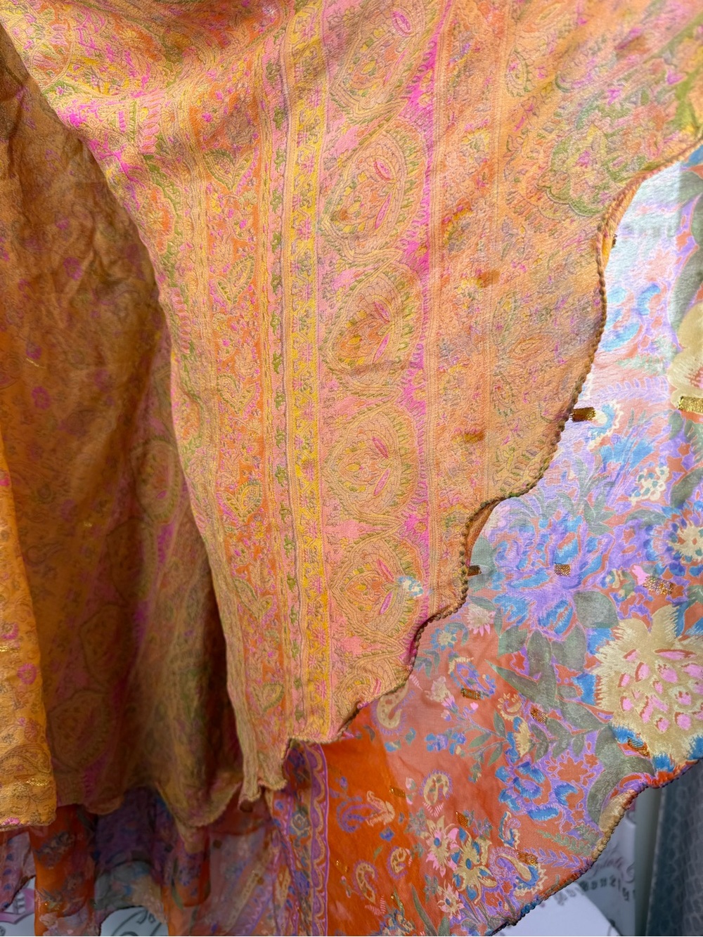 Silk skirt tie up paisley shiny goldBohemian Orange Floral Wrap Skirt - Picture 8 of 14
